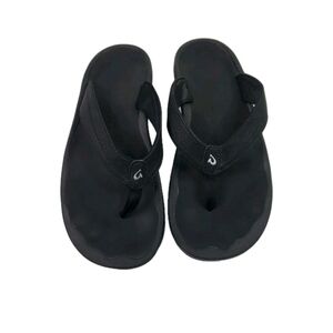 OluKai Ohana Black Flip Flop Sandals Womens Size 9